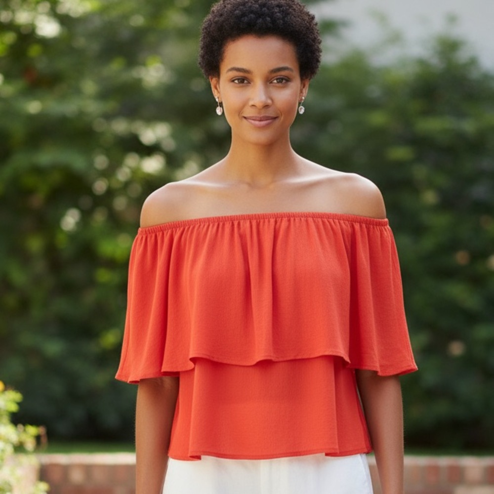 NWT Anthropologie Maya Off the Shoulder Chiffon Blouse Top